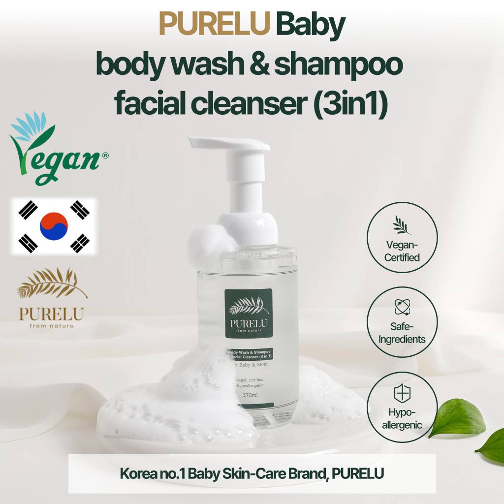PURELU Body Wash & Shampoo & Facial Cleanser (3in1) 370ml